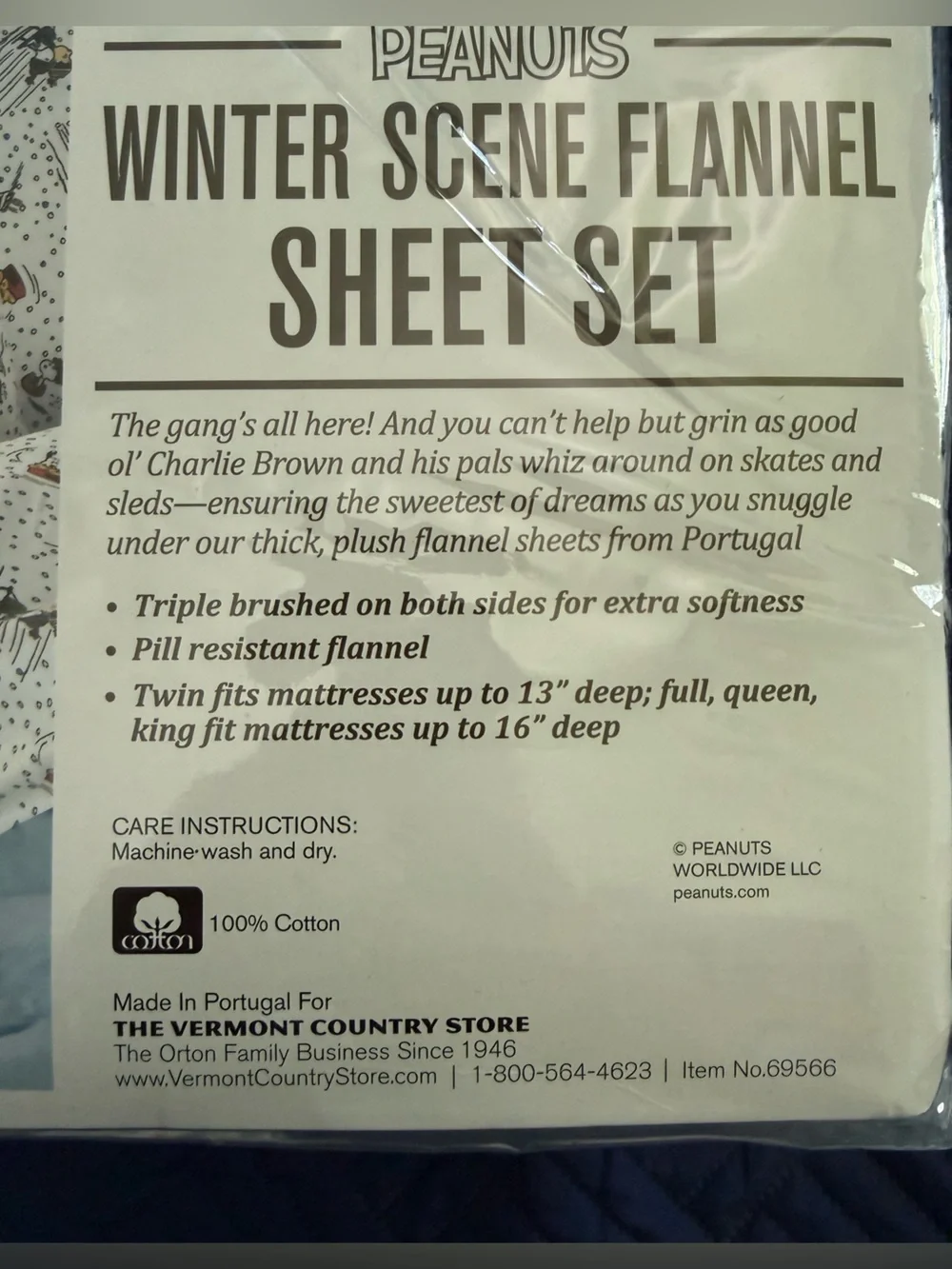 Peanuts Winter Scene Flannel Sheet Set FULL The Vermont Country Store